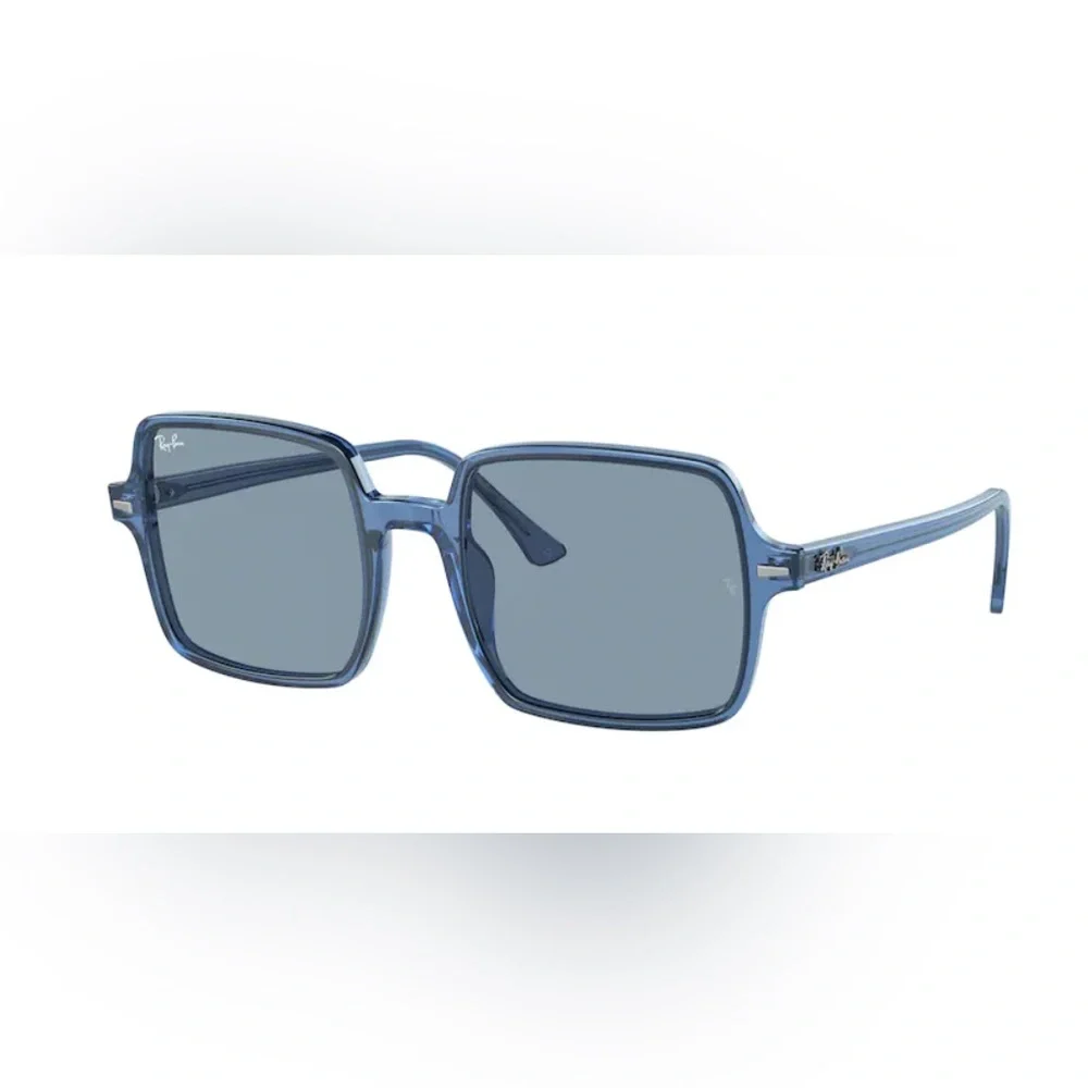 RAY-BAN WOMENS SQUARE II RB  1973 6587 SUNGLASSES TRUE BLUE TRANSPARENT NWOT